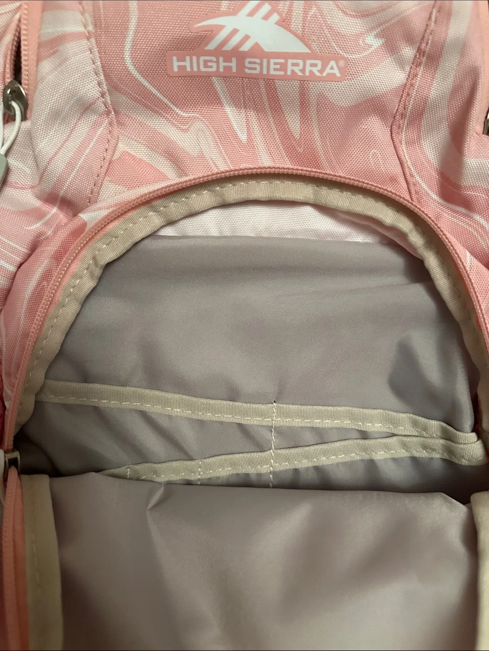 High Sierra Kids Pink Marble Backpack with Frog Patch